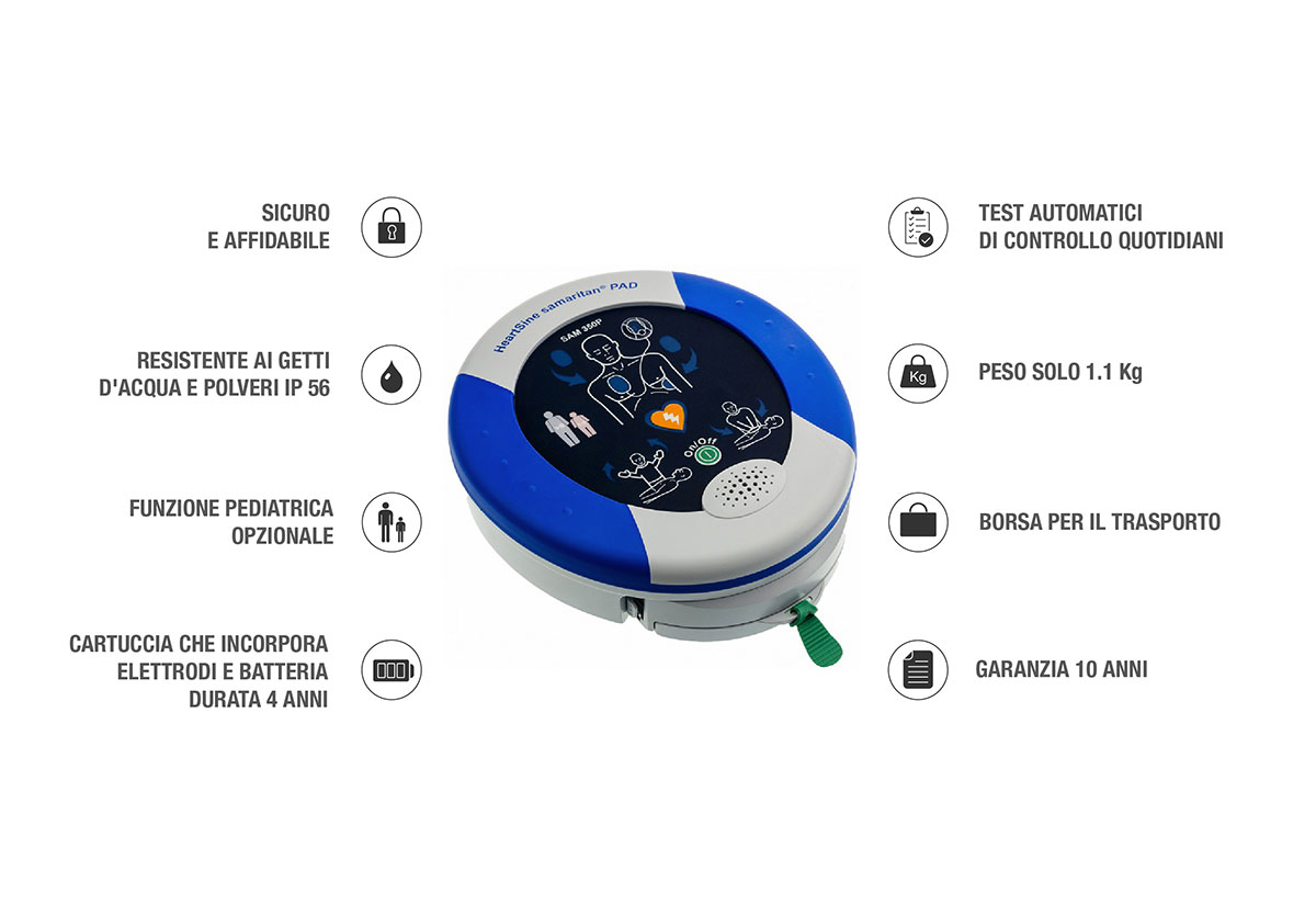 Defibrillatore Samaritan Pad 350P Heatsine caratteristiche